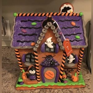Halloween Gingerbread Spooky Haunted House 14” Light Up LED Clay Dough Ghost Cat